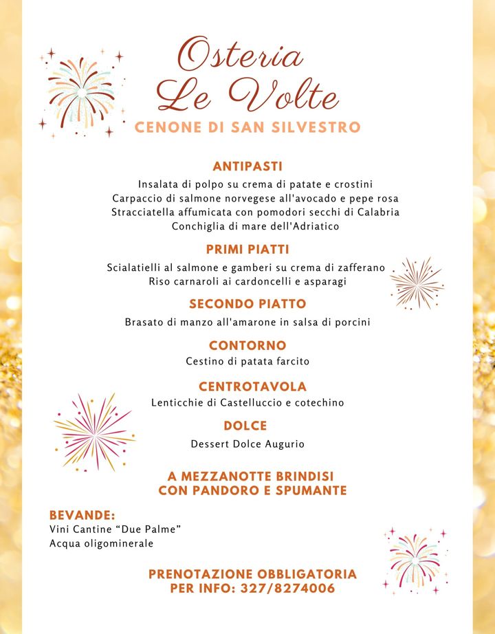 Cenone di San Silvestro 2022 da Osteria Le Volte a Lecce